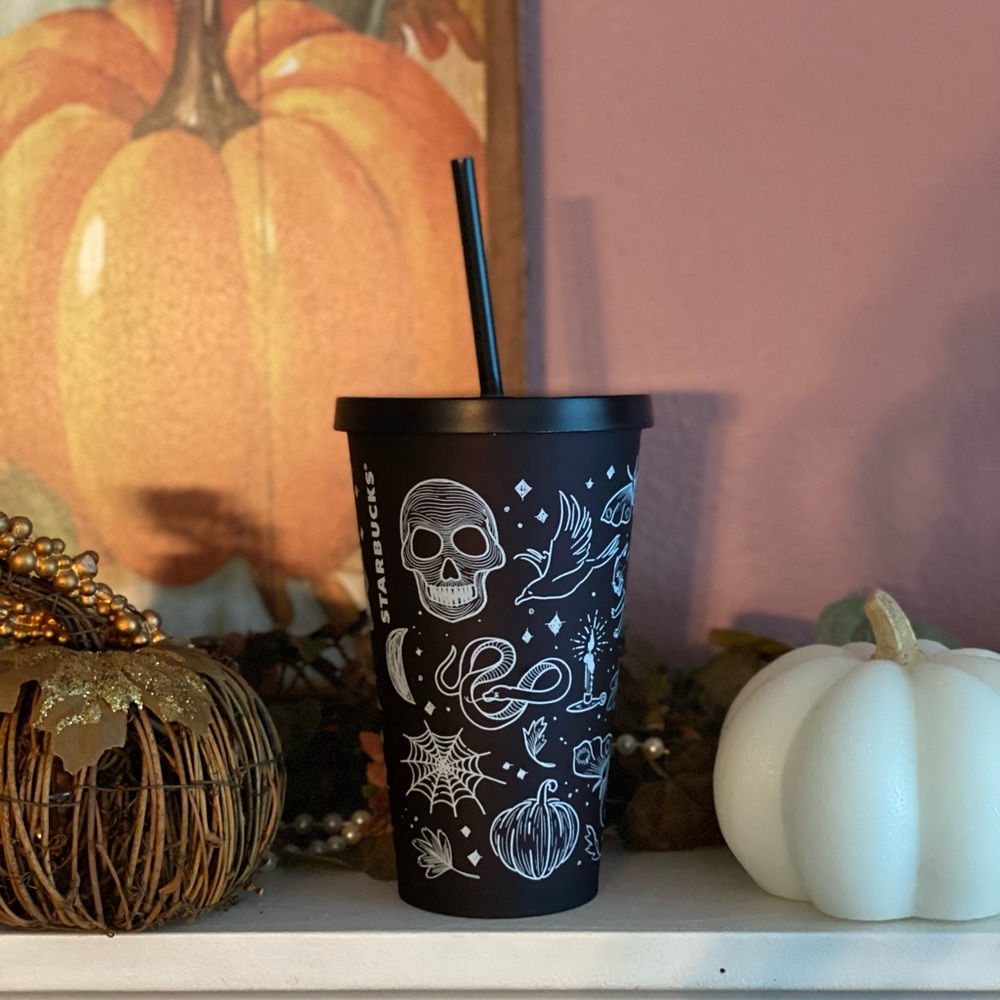 Starbucks Halloween 2019 Plum Skull Halloween Tattoo Tumbler